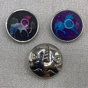 Unicorn Snap Button Charm Set of 3 - Oh Snap!